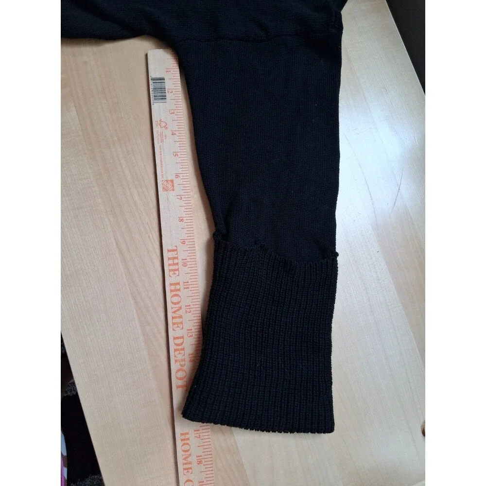 Minimalist 100% Cotton Split Turtleneck Black Knit Sweater 525 Women’s Size L